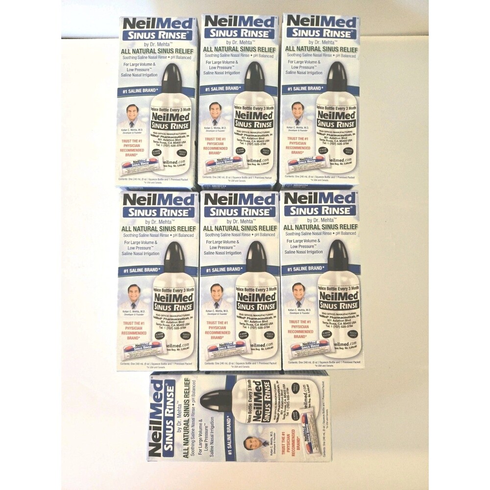 NeilMed Sinus Rinse Starter Kit Dr. Mehta Soothing Bottle & 1 Packet Lot 7 Boxes